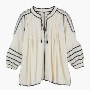 LARKIN LANE AMORCITA COLLECTION ARTISAN HAND-WOVEN COTTON TOP BLOUSE ONE SIZE